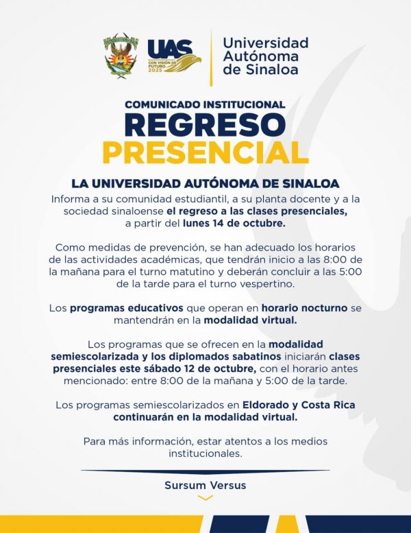 Comunicado: Regreso a clases presencial.